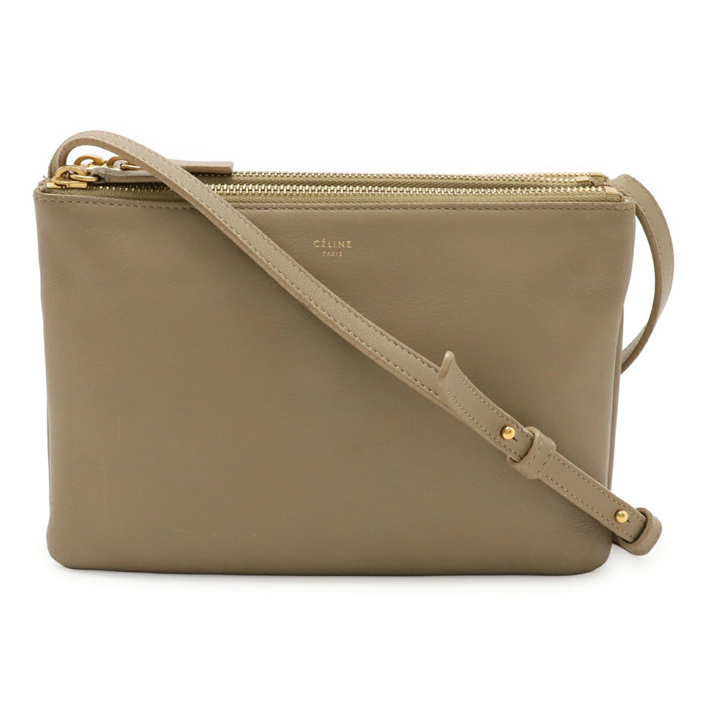 Celine Trio Crossbody Bag Leather Beige Cream